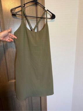 HALARA Olive Mini Slip Dress with Crisscross Back